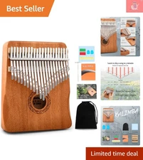 Kalimba Thumb Piano, 21-Key Brown Mbira with Tune Hammer & Study Instructions