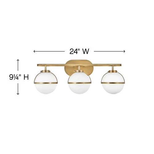 Hinkley Hollis 24" Wide Heritage Brass 3-Light LED Globe Bath Light - Picture 3 of 7