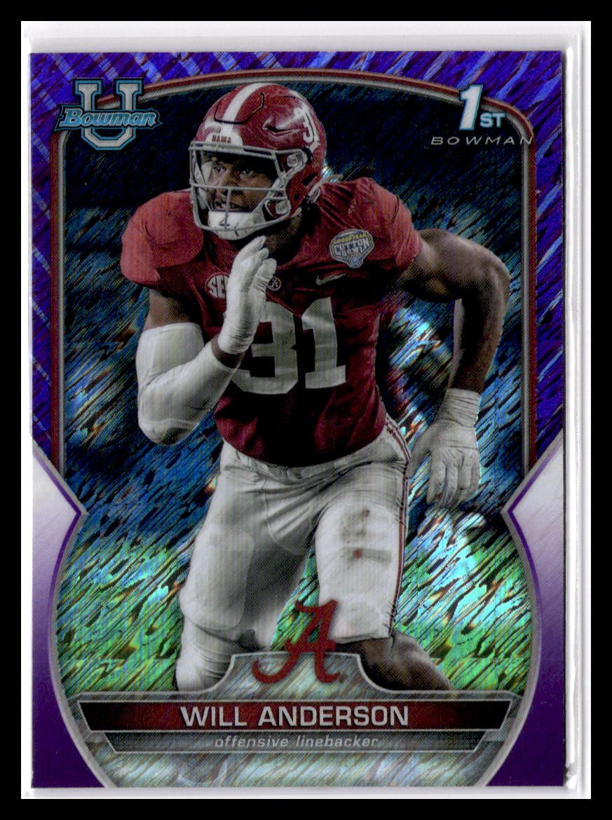 2022 Bowman University Chrome #52 Will Anderson Purple Shimmer Refractor