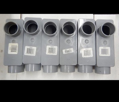 (6) Carlon E986G 1-1/4'' PVC LB Conduit Body with Cover & Gasket New