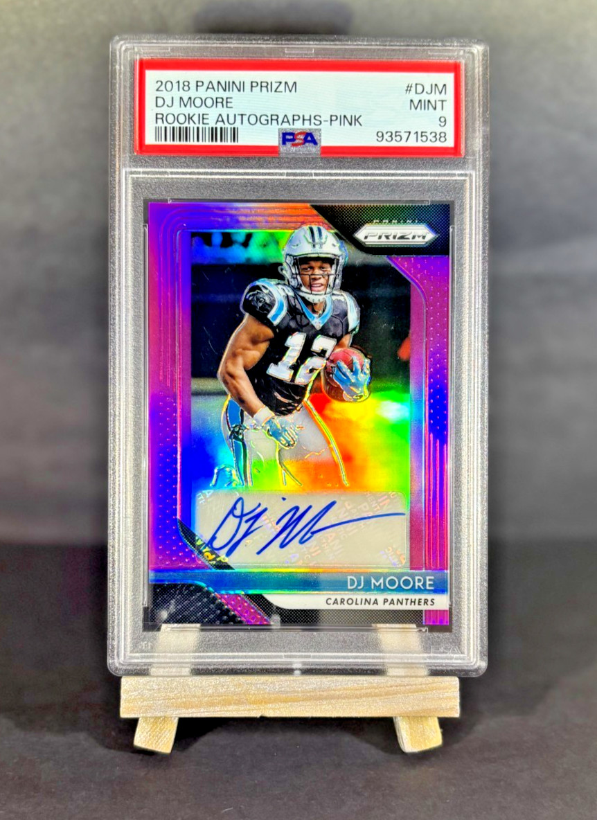 2018 Panini Prizm Rookie AUTO PINK PRIZM DJ Moore RC AUTO PSA 9 MINT