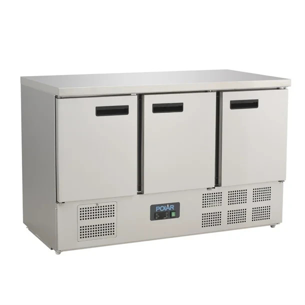 Polar 3 Triple Door Counter Fridge 368Ltr  G622  Catering Restaurant Cafe