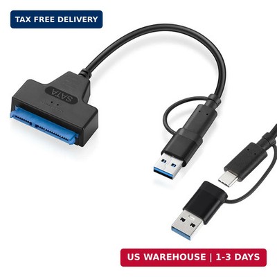 SATA to USB 3.0 Adapter Cable USB-C/USB-A 0.7ft to SATA III 2.5in HDD SSD UASP