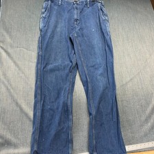 Carhartt Men's Size Jeans 38x34 Blue Dungaree Fit Utility Carpenter Denim Cotton