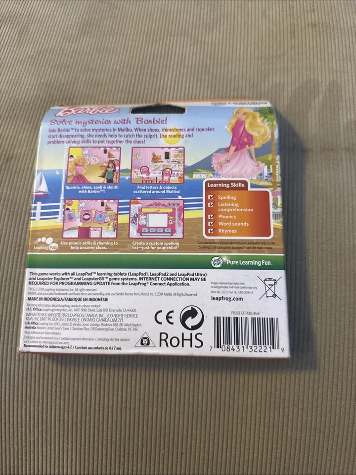 Leapfrog Barbie Malibu Mysteries Reading Cartridge NIB LeapPad LeapsterGS 2014 - Image 2 of 2