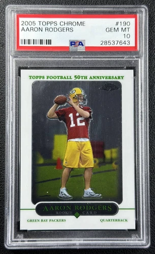 AARON RODGERS PSA 10 2005 TOPPS CHROME FOOTBALL #190 ROOKIE RC PACKERS 7643