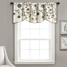 Royal Garden Valance Floral Window Kitchen Curtain Single , 42  W x 18"L, Blue