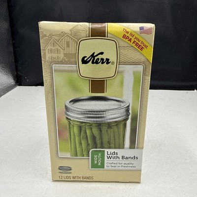Canning Lids with Bands Wide Mouth Kerr Sure Tight  Dozen Count 12 FREE SHIPPING