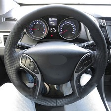 Black Leather Steering Wheel Cover For Hyundai Elantra 11-2016 Avante I30 12-16