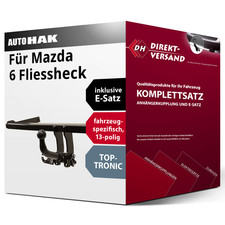 Anhängerkupplung abnehmbar + E-Satz 13pol spezifisch für Mazda 6 Fliessheck 02-