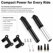 Lightweight Cycling Pump for Bikes, Sports Balls, Inflatables, Black & Silver