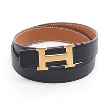 HERMES Mini Constance H Belt ceinture reversible B Black Swift leather epsom GWH