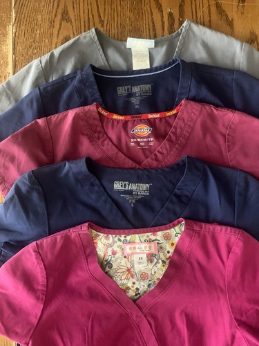Greys Anatomy,KOI, Dickies, Womens Scrub Tops Size S,XS  Lot of 5 - Picture 1 of 15
