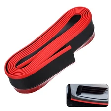 Universal Car Front Lip 8.2ft/250cm Rubber Car Front Bumper Strip, Black Red