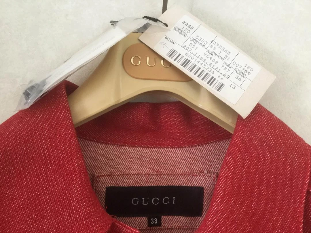 Gucci giacca denim rosso G tuta jeans taglia 38