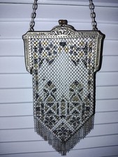 Vintage Art Deco 1920s Enameled Mesh Purse Handbag
