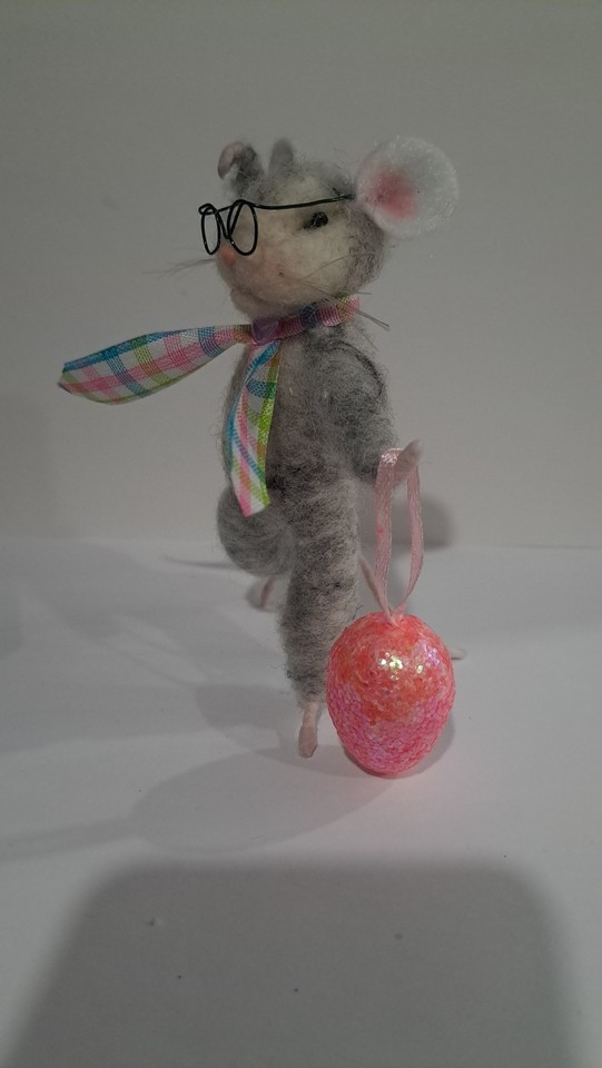 Needle Felted Mouse Handmade and OOAK with Balloons Stand or Hang ...