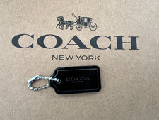 COACH Logo New York Hang Tag Charm Purse w Chain Patent Leather 1.5'' x 0.5"