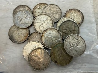 Lote de 25 Céntimos Canadá Plata 89g Lote 1466