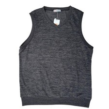 H2H Men's Sweater Vest V-Neck Gray Knit Sleeveless Casual Layering Medium