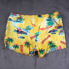 Vintage 60s Hawaiian Bahamas Floral Rayon Swim Trunks Shorts Size M 32 Palm