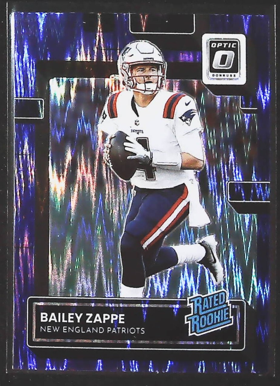 2022 Donruss Optic Bailey Zappe Purple Shock #229 New England Patriots
