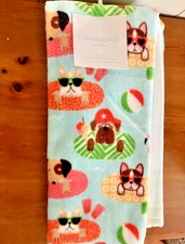 Cynthia Rowley Dogs In Pool Kitchen Towels Set of 3 Summer