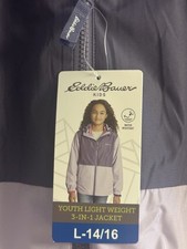 Eddie Bauer Youth Light Weight 3 in 1 Girls' Spring Jacket Size L 14/16.