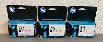 Lot of 3 HP 712 Ink Cartridges Genuine OEM NEW Sealed Free Ship