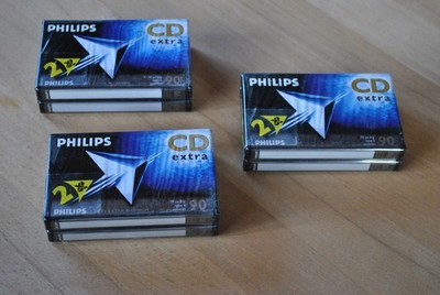 B 2 x Philips CD extra 90 MC Kassette Tape NEU OVP