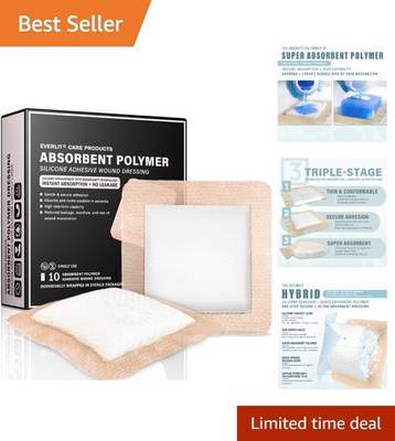 Comfort-Driven 4''x4'' Super Absorbent Wound Dressings - Gentle on Skin, 10 Pack
