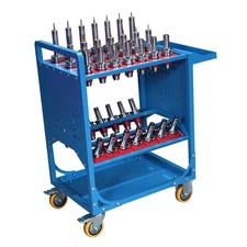 Blue CNC Tool Cart with CAT/BT40 Holders - Rust-Resistant,