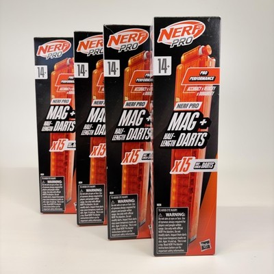 NERF Pro Mag + Half-Length Darts X15 Magazine Refill Lot of 4 Torrent Sender