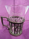 Vintage Metal Coke Holder and  Federal Coca Cola Glass with Syrup Line