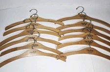 12 Vintage Flat Wooden Clothing Hangers Nautica Sleepwear Rare Swivel Hook 90s