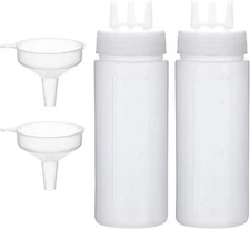 3 Hole Squeeze Bottle 2 PCS Sauce Bottles for Ketchup Mustard