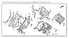 HONDA ACURA GENUINE OEM NSX Rear Timing Belt Cover Plate Gasket C 11877-PR7-A00