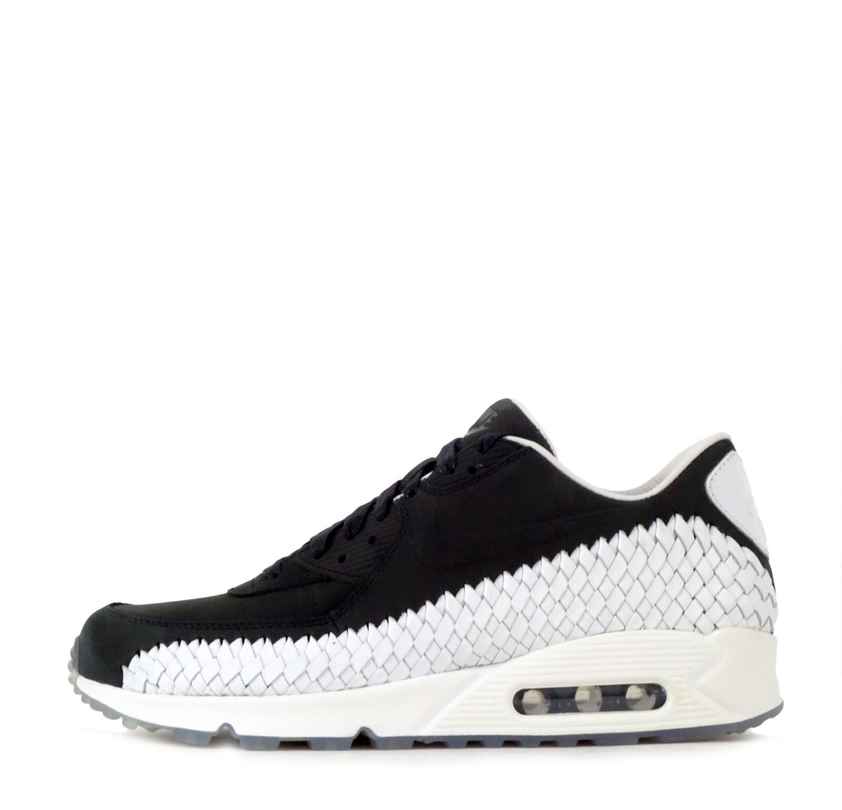 Nike Men's Air Max 90 Woven Trainers Shoes Lace up Black White