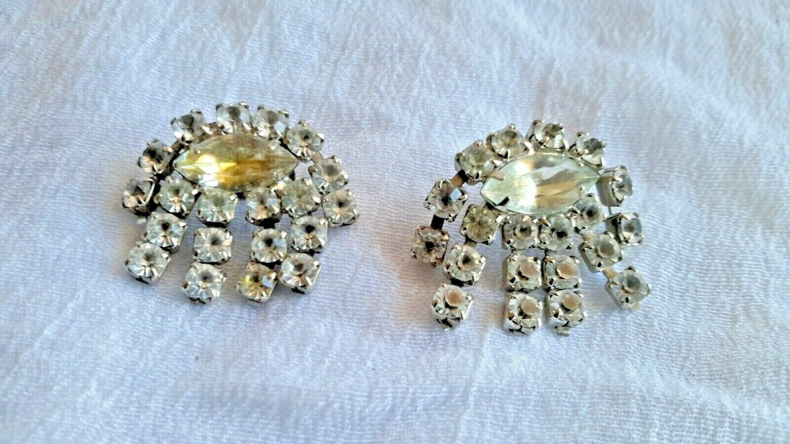 Vintage Prong Set Rhinestone Rectangular Sweater … - image 1