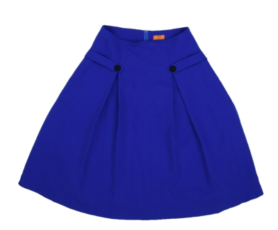 Mary Mary Crafts Womens Royal Blue 3/4 Sleeve Back Zip Pleated Skirt 2