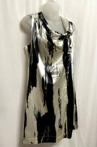 Calvin Klein Dress Size M 12 Sleeveless Black Ivory Satin Evening Wedding As New - Picture 6 of 11