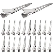 50 Pieces Duck Bill Clips Metal Alligator Curl Clips Single Prong Silver