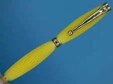 3D Printed Fancy Ballpoint Pen in Screaming Yellow Waves with Gold Trim