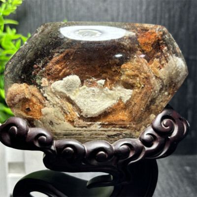 1.2LB Top Natural colorful Ghost Phantom Quartz Crystal Mineral Specimen + Stand