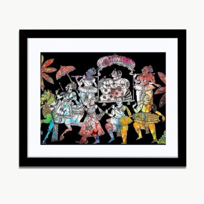 Indianer Traditionell Madhubani Kunst Malerei Mit Haltbar Schwarzer Rahmen