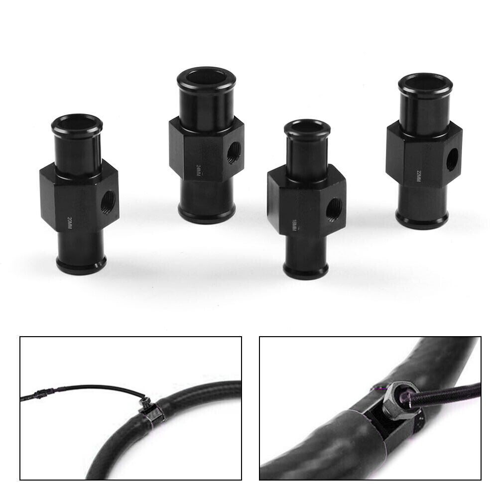 22mm Water Temp Temperature Joint Pipe Sensor Gauge Radiator Hose Adapter Black