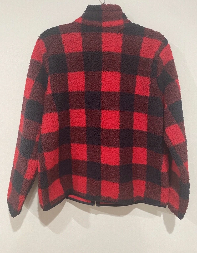 Chaqueta Sherpa Tommy Hilfiger Para Mujer Cremallera Completa Cuadros Búfalo Rojo/Negro Talla M~NUEVA CON ETIQUETAS Foto 2 de 4