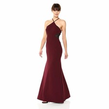 Vera Wang Mesh Cutout Halter Neck Maxi Formal Dress   Sz 2  *649  