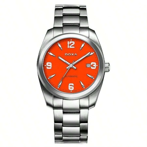 DOXA Men's Steel Band Automatic Mechanical Watch Luminous Dial Orange D205SOR - Picture 13 of 50