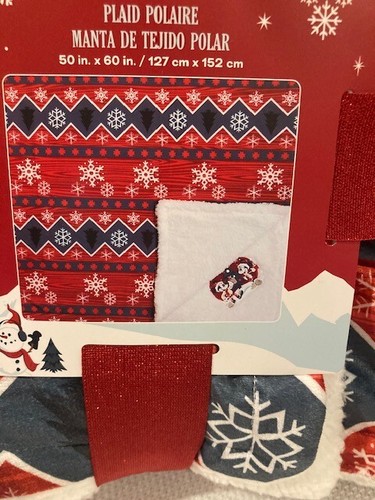 Disney Store ~ Mickey and Minnie Mouse Holiday Fleece Plaid Throw - NEW - Picture 4 of 5